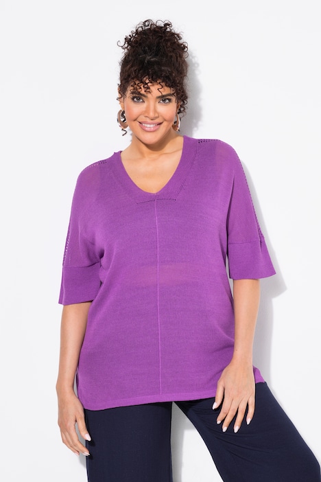 Pull oversize avec couture fantaisie, col V et manches longues