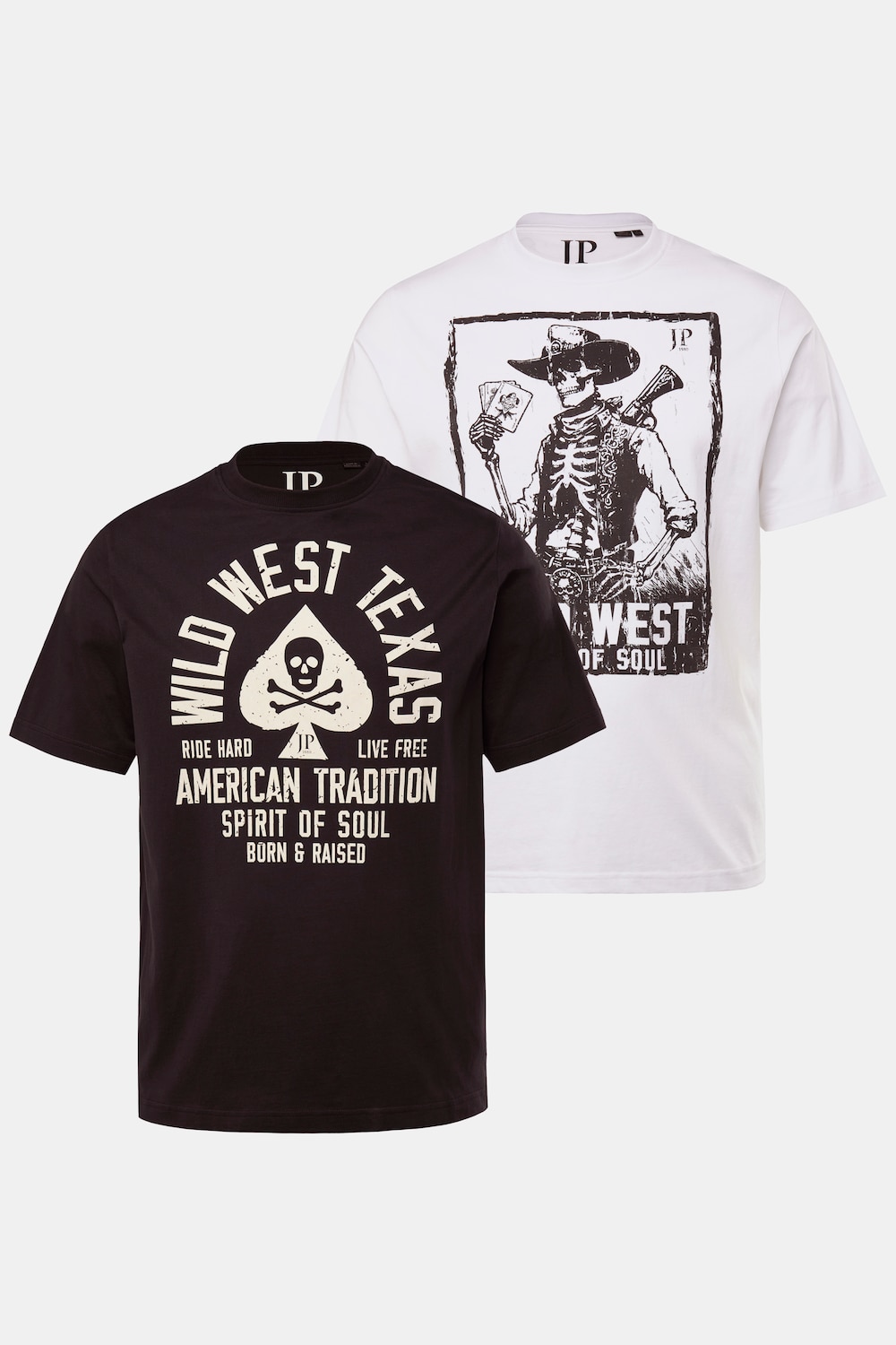 JP1880 T-Shirts, 2er-Pack, Halbarm, Brustprint, bis 8XL