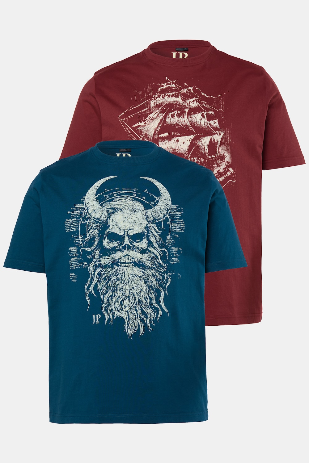 T-Shirts, 2er-Pack, Halbarm, Brustprint, bis 8XL
