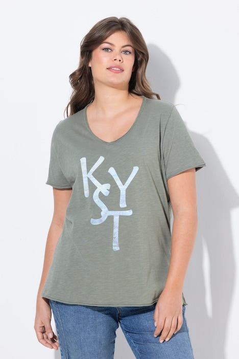 T-shirt con scollo a V, mezze maniche e OEKO-TEX Made in Green