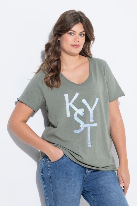 T-shirt con scollo a V, mezze maniche e OEKO-TEX Made in Green