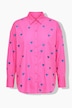Long-sleeve oversized shirt collar heart embroidery shirt blouse