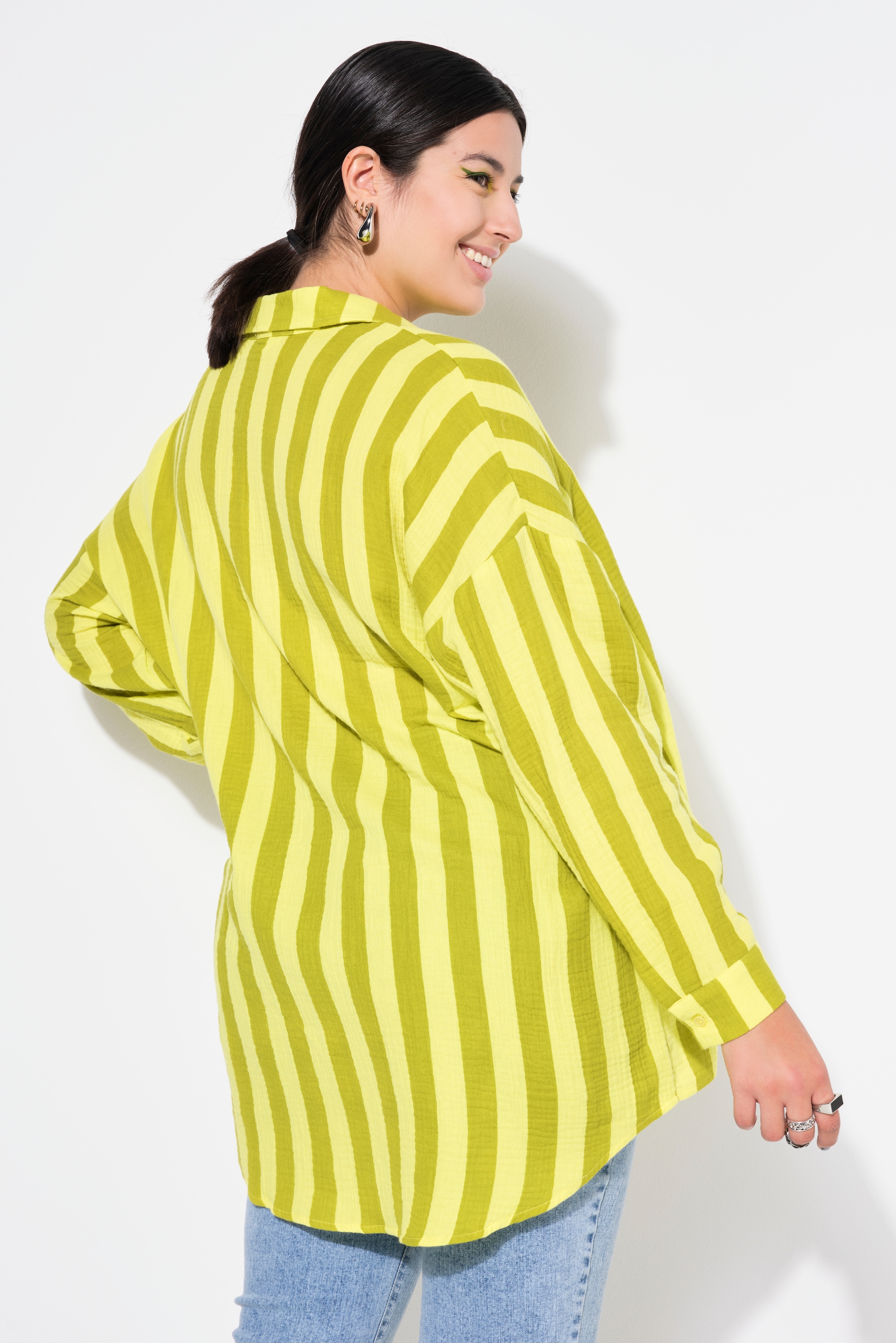 Studio Untold Damen große Größen Hemdbluse oversized Musselin Streifen