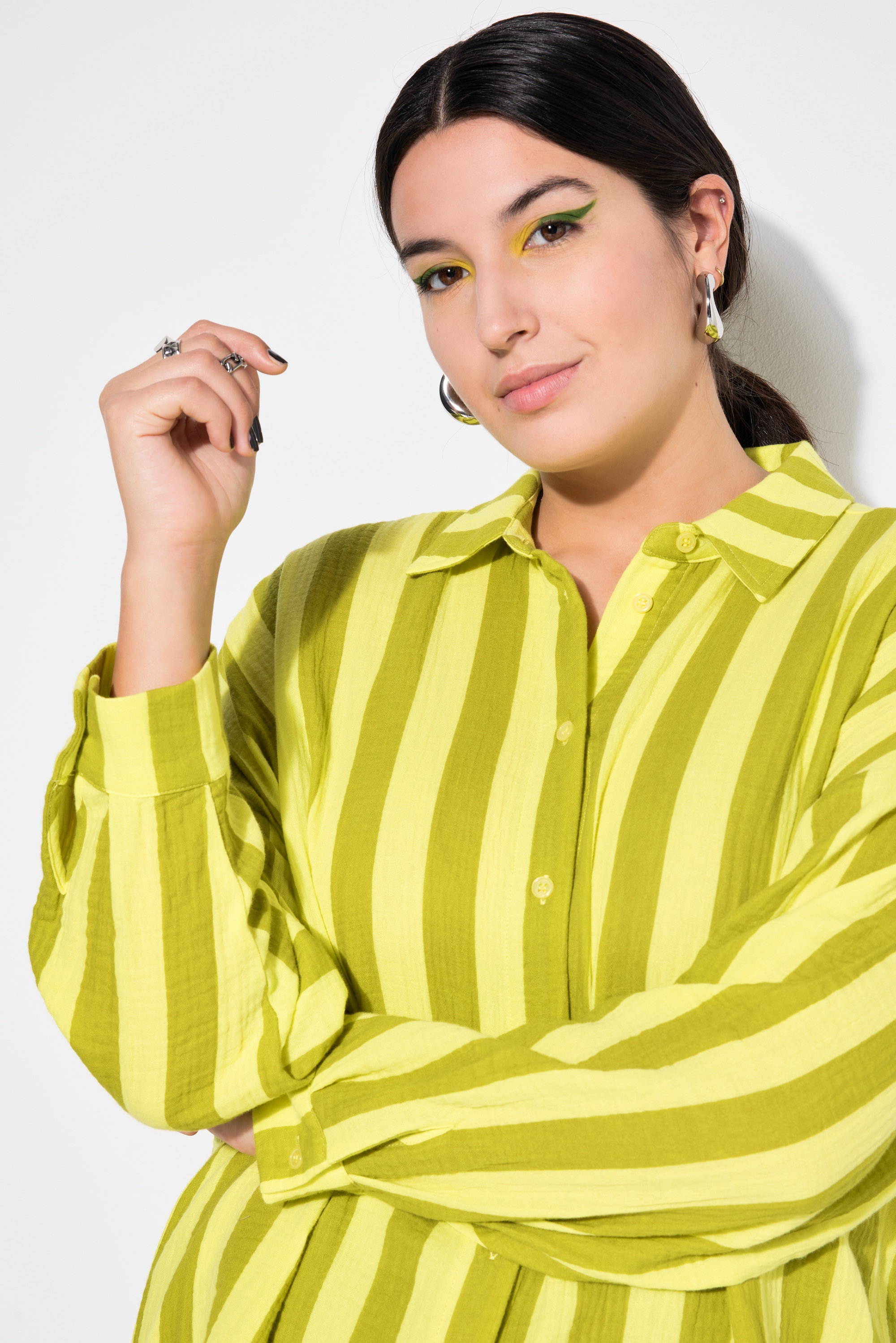 Studio Untold Damen große Größen Hemdbluse oversized Musselin Streifen