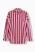 Hemdbluse, oversized, Musselin, Streifen, Langarm