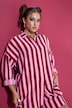 Hemdbluse, oversized, Musselin, Streifen, Langarm