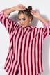 Hemdbluse, oversized, Musselin, Streifen, Langarm