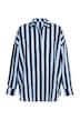 Košilová halenka, oversize, mušelín, pruhy, dlouhé rukávy