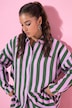 Hemdbluse, oversized, Musselin, Streifen, Langarm