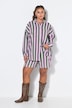 Hemdbluse, oversized, Musselin, Streifen, Langarm