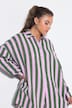 Hemdbluse, oversized, Musselin, Streifen, Langarm
