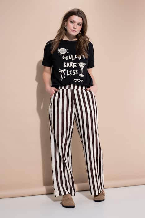 Hose, wide Legs, Musselin, Streifen, Elastikbund