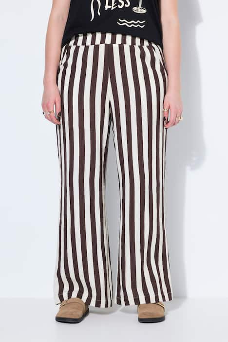Hose, wide Legs, Musselin, Streifen, Elastikbund