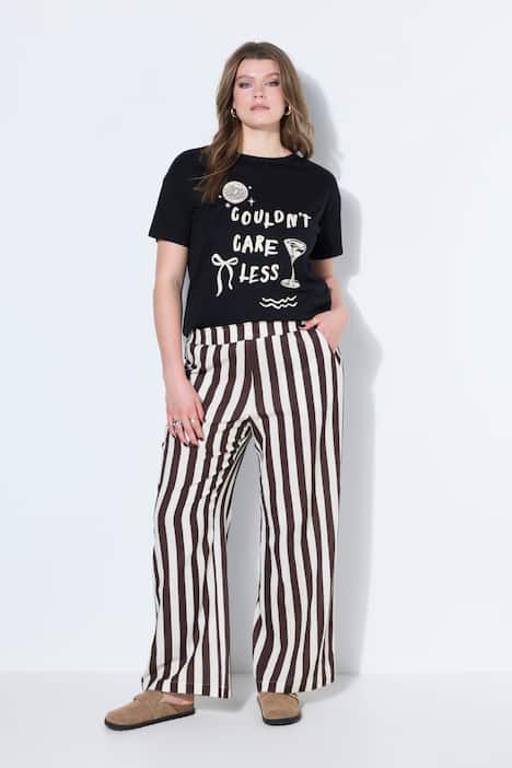 Hose, wide Legs, Musselin, Streifen, Elastikbund