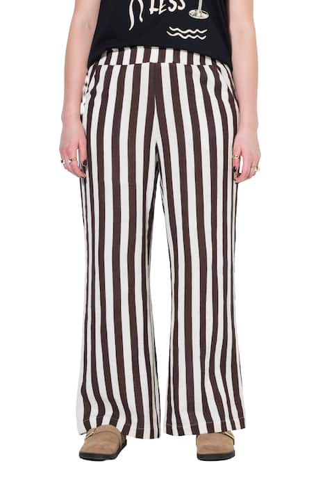 Kalhoty, široké nohavice, mušelín, pruhy, elastický pas