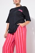 Hose, wide Legs, Musselin, Streifen, Elastikbund