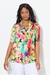 Slinky shirt, bloemenprint, watervalhals, halve mouwen