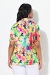 Slinky shirt, bloemenprint, watervalhals, halve mouwen