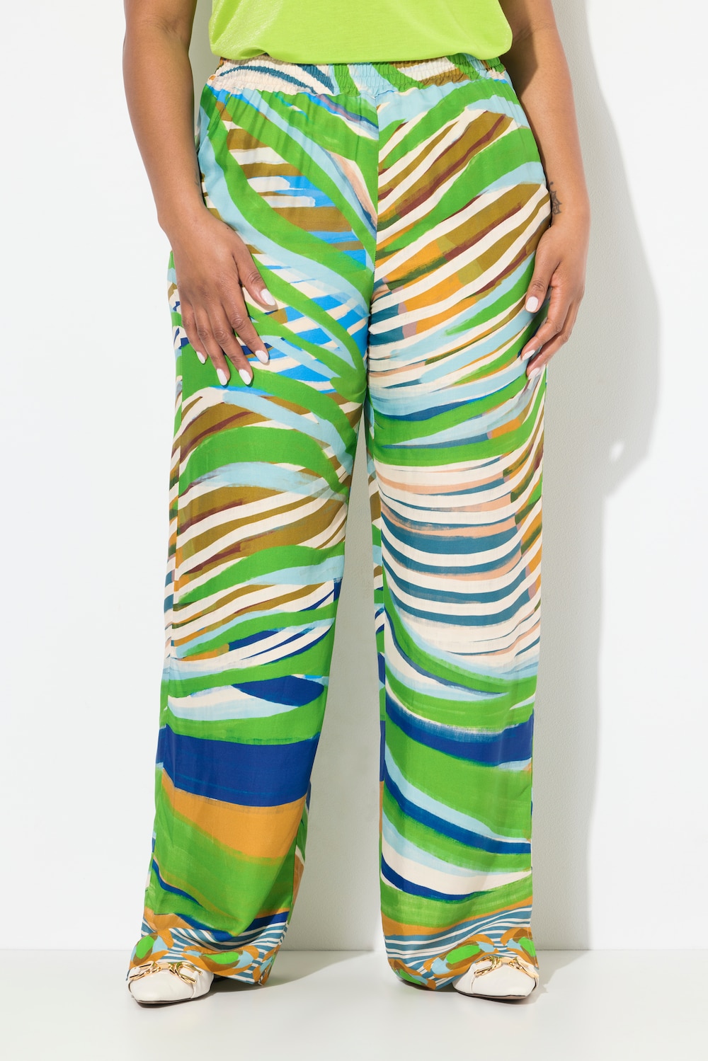 Große Größen Satinhose, Damen, grün, Größe: 50/52, Viskose, Ulla Popken