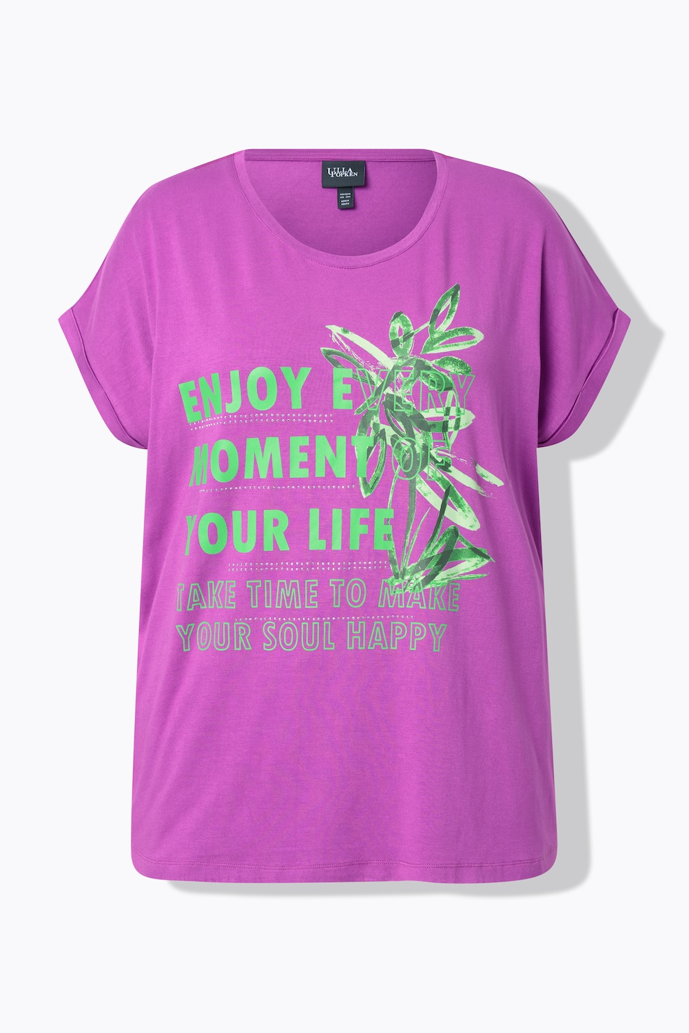 Stora storlekar T-shirt med print, Dam, lila, storlek: 50/52, Viskos, Ulla Popken