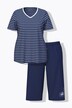 Pyjama. Décolleté V et manches courtes. Rayures et broderie
