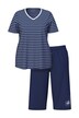 Pyžamov, pruhy, výšivka, výstřih do V, krátké rukávy