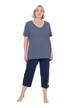 Pyžamov, pruhy, výšivka, výstřih do V, krátké rukávy