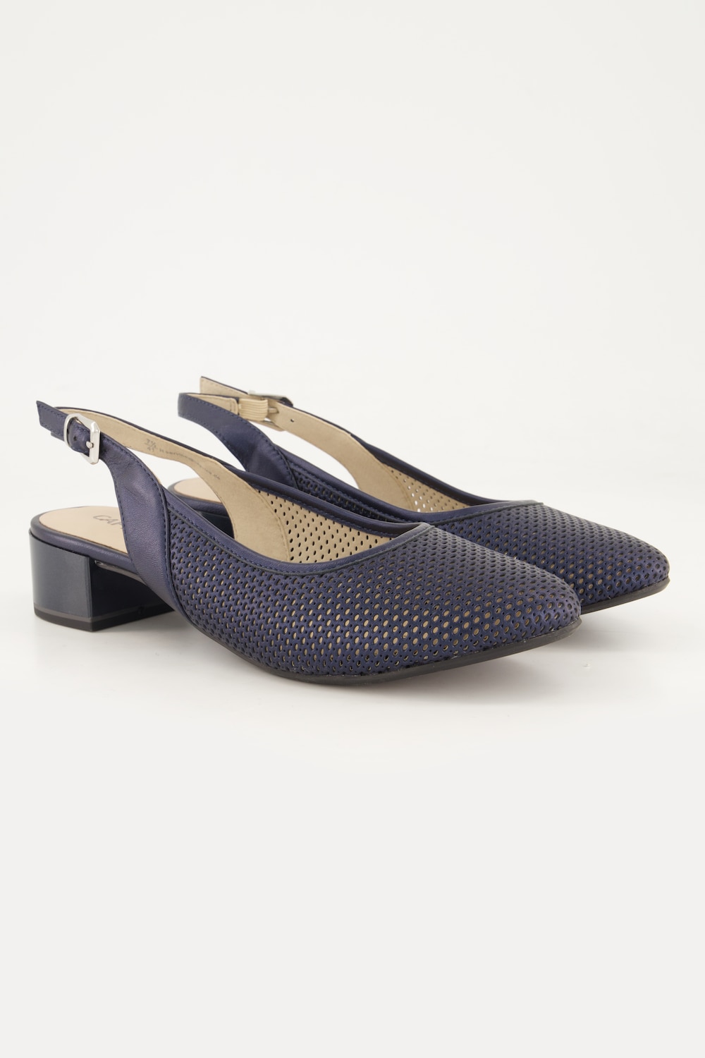 Caprice Leder-Slingpumps, Damen, blau, Größe: 39, Leder/Synthetische Fasern, Ulla Popken