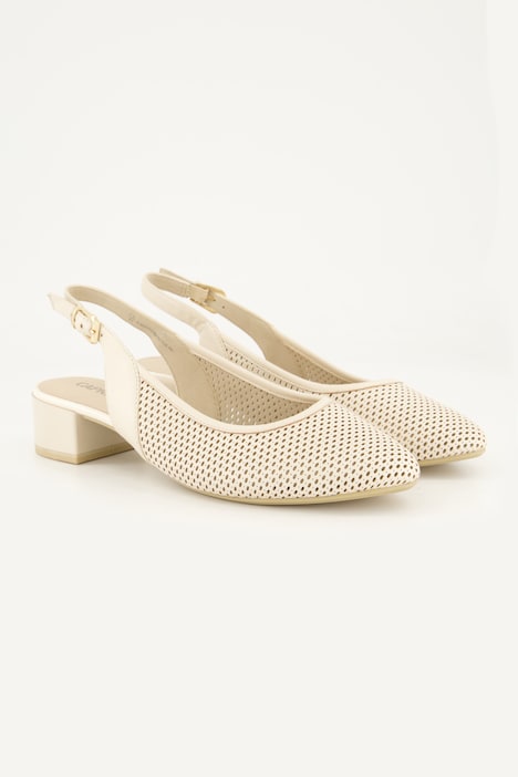 Caprice skinn-slingpumps, perforert, bredde H