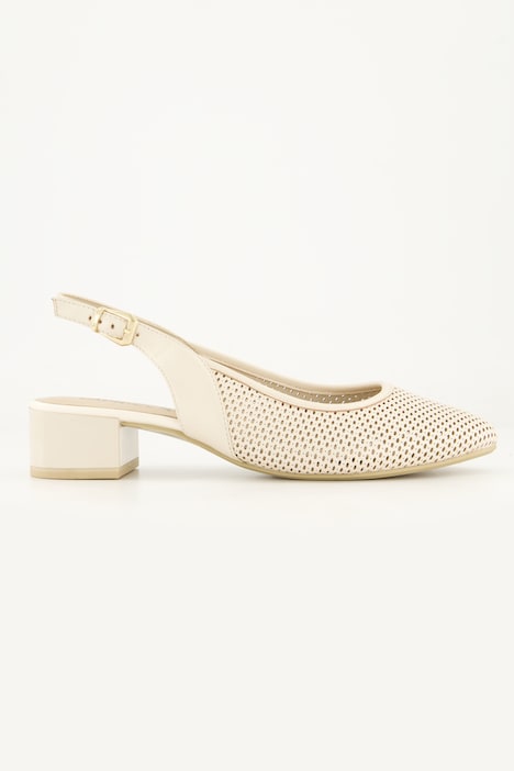 Slingbacks Caprice en cuir perforé, largeur H