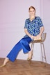 Pantalon, structuur, wijde pijpen, gedeeltelijk elastische tailleband