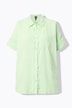 Musselin-Bluse, Oversized, Fransen, Hemdkragen, Halbarm