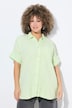 Musselin-Bluse, Oversized, Fransen, Hemdkragen, Halbarm