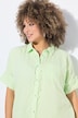 Musselin-Bluse, Oversized, Fransen, Hemdkragen, Halbarm