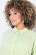 Musselin-Bluse, Oversized, Fransen, Hemdkragen, Halbarm