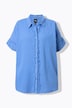 Musselin bluse, oversize, frynser, skjortekrave, korte ærmer