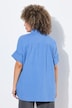 Musselin bluse, oversize, frynser, skjortekrave, korte ærmer