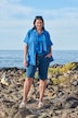 Musselin-Bluse, Oversized, Fransen, Hemdkragen, Halbarm