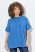 Musselin-Bluse, Oversized, Fransen, Hemdkragen, Halbarm