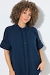 Musselin-Bluse, Oversized, Fransen, Hemdkragen, Halbarm