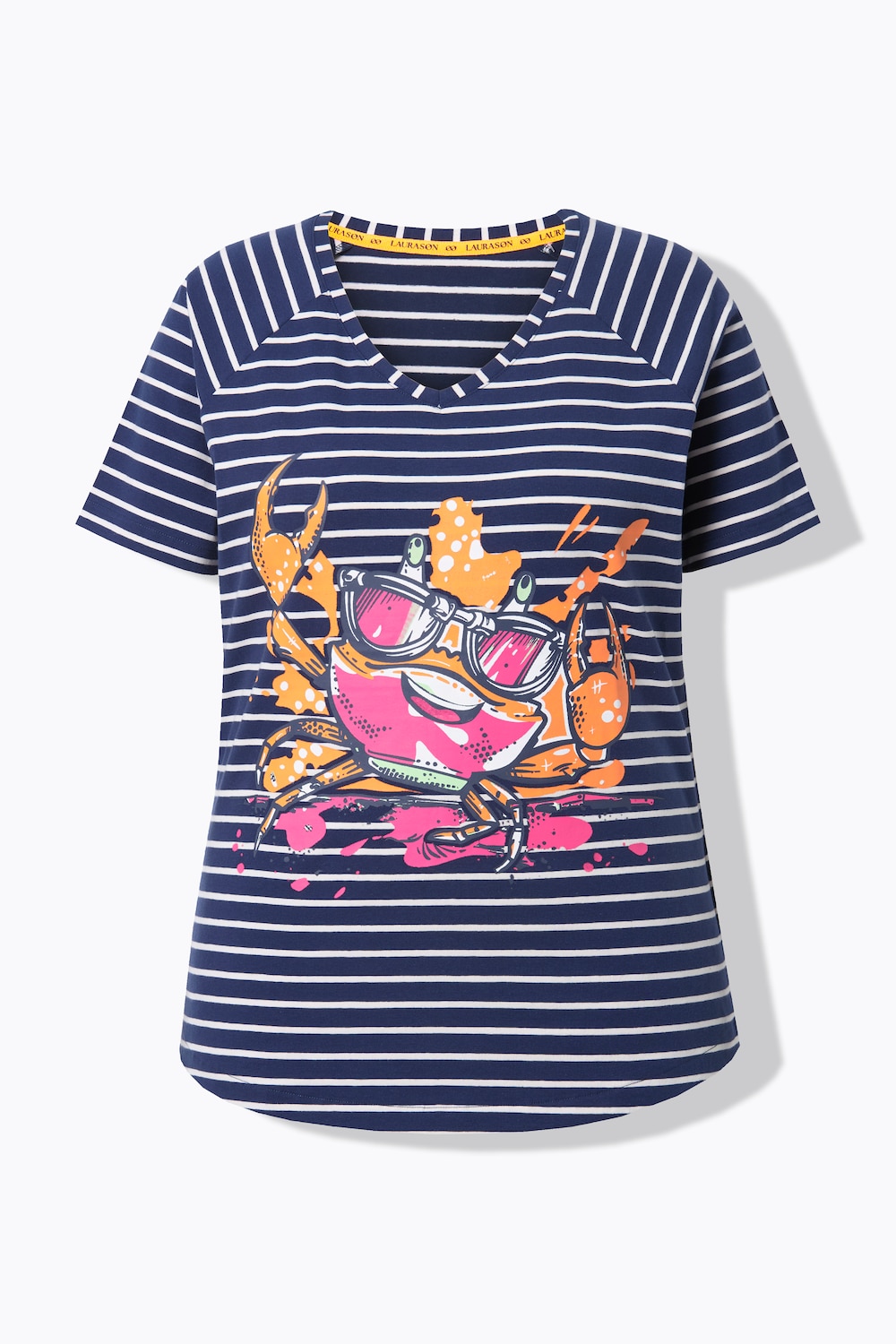 Stora storlekar T-shirt, Dam, blå, storlek: 44/46, Bomull, LAURASON