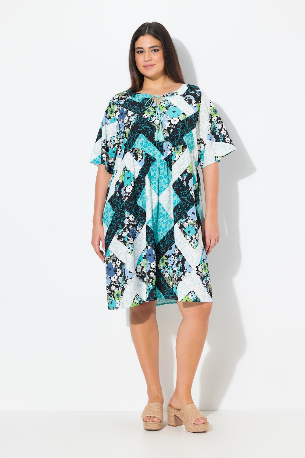 Große Größen Kleid, Damen, türkis, Größe: 42/44, Viskose, Ulla Popken