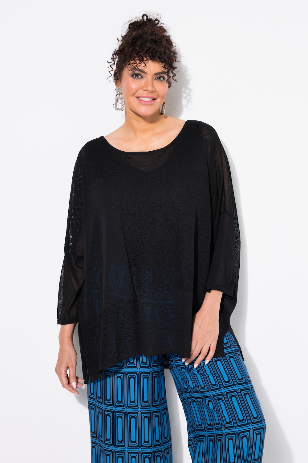 Große Größen Pullover, Damen, schwarz, Größe: 42/44, Viskose/Synthetische Fasern, Ulla Popken