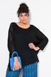 Sweter, faktura w kratę, oversized, okrągły dekolt, rękaw 1/2