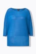 Pullover, ternet struktur, oversized, rund hals, korte ærmer