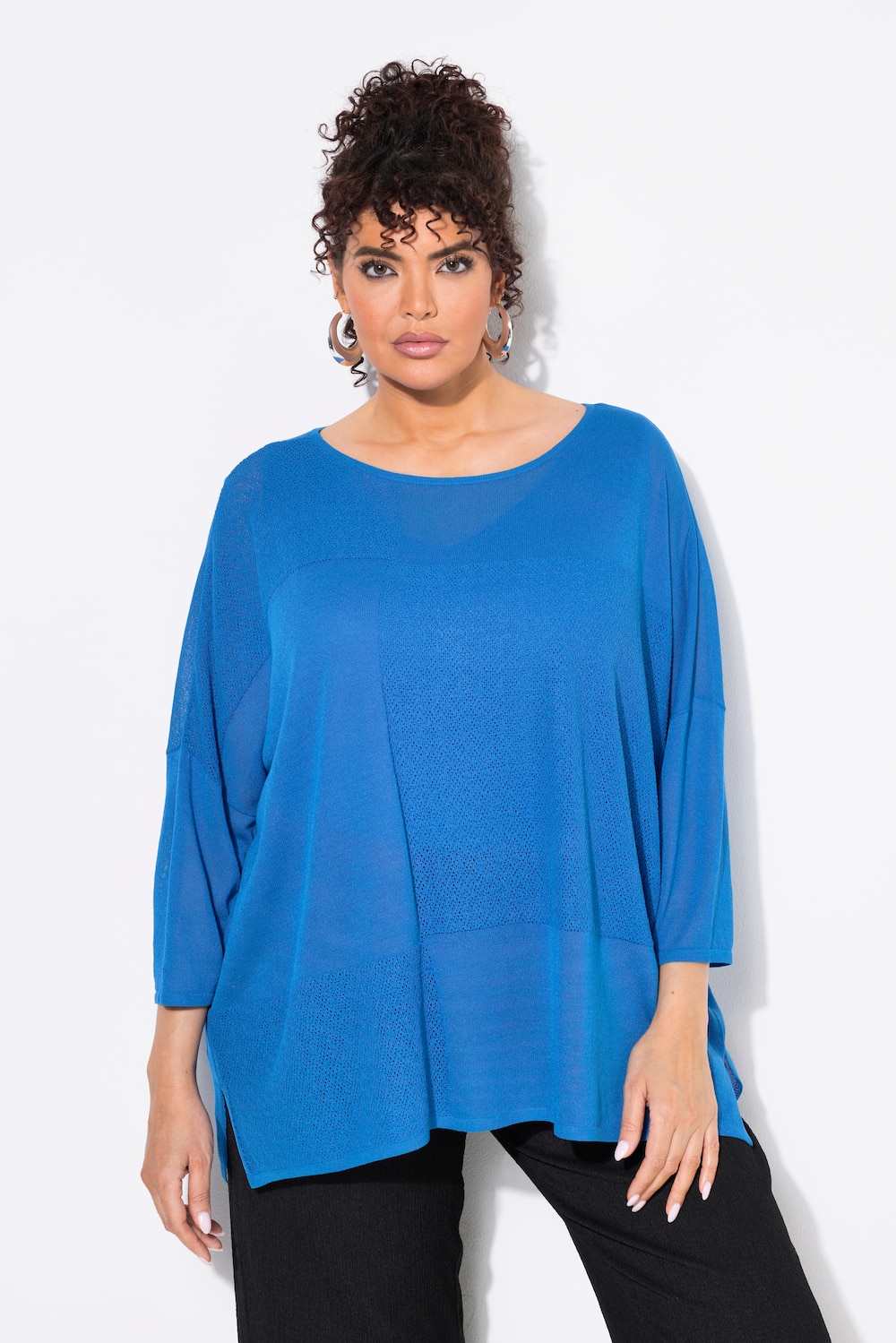 Große Größen Pullover, Damen, blau, Größe: 50/52, Viskose/Synthetische Fasern, Ulla Popken