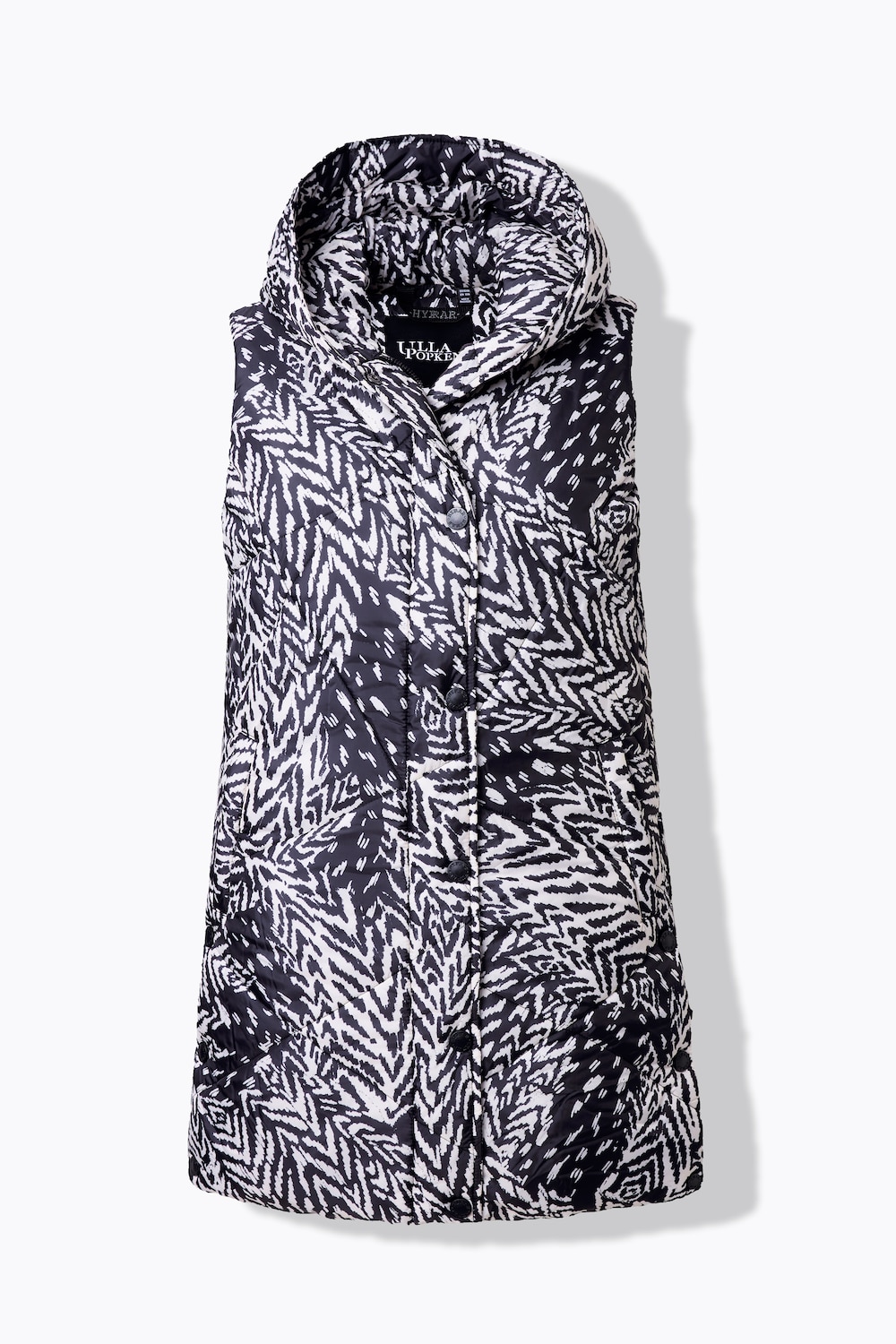 Stora storlekar HYPRAR Lång quiltad väst, Dam, svart, storlek: 42/44, Polyester, Ulla Popken