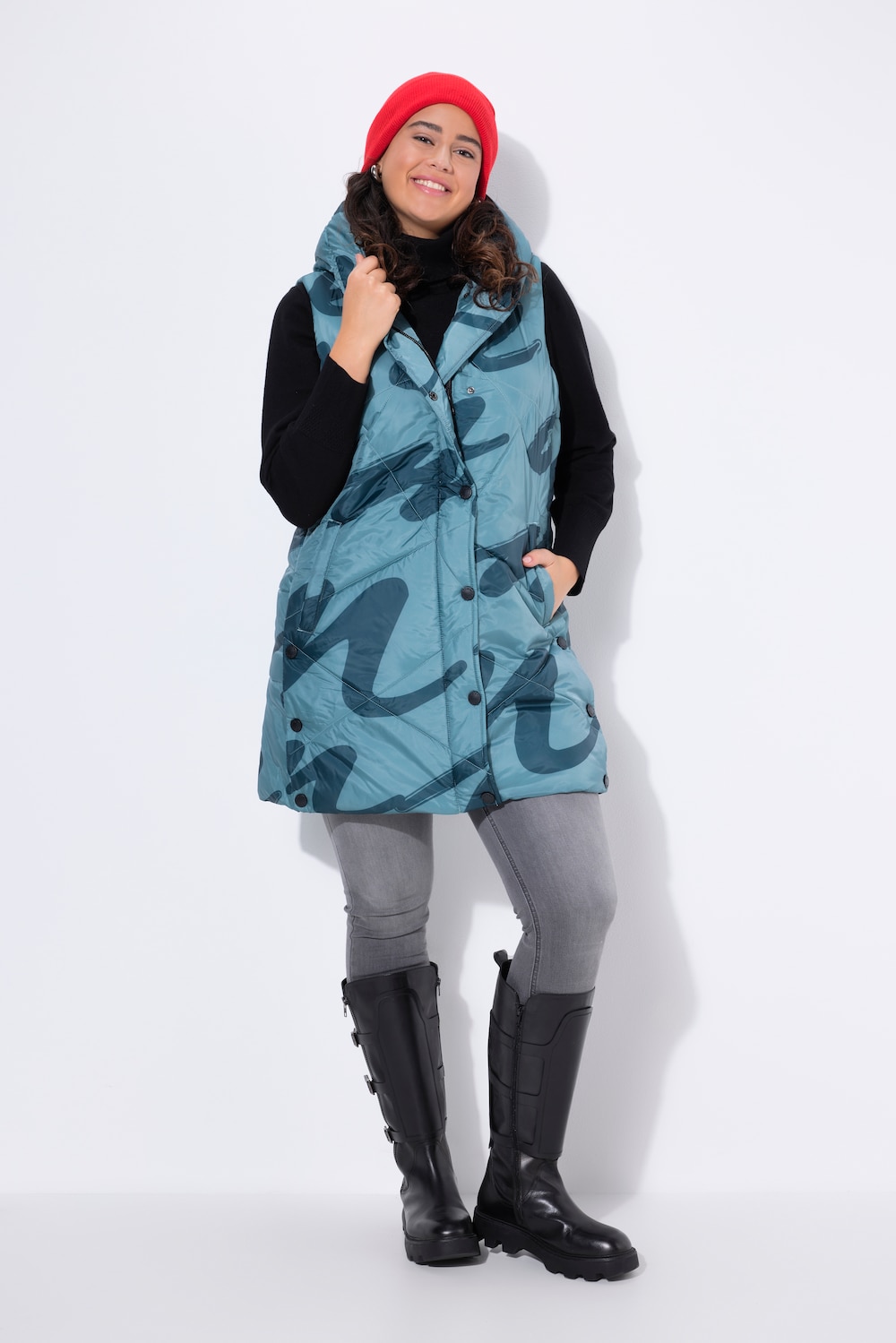 HYPRAR lang vatteret vest, blomster, vandafvisende, genanvendt materiale
