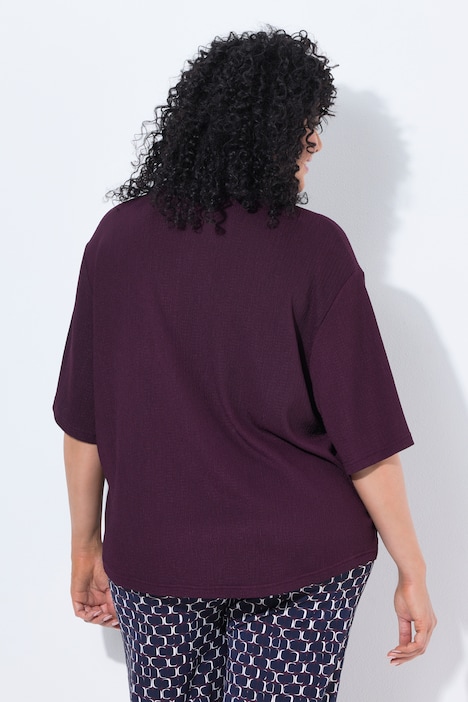 Blouse, structuur, overhemdkraag, korte mouw