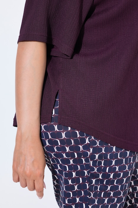 Blouse, structuur, overhemdkraag, korte mouw